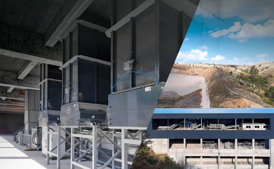 shredding and sorting plant on two levels