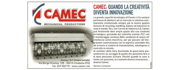 Il Giornale di Vicenza parla di noi: Creatività e innovazione nelle soluzioni meccaniche Camec