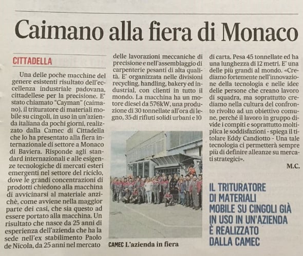 IL GAZZETTINO DI PADOVA DEL 23/05/2018 PARLA DI NOI.