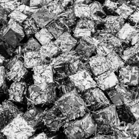 Compacted bale aluminium recycling