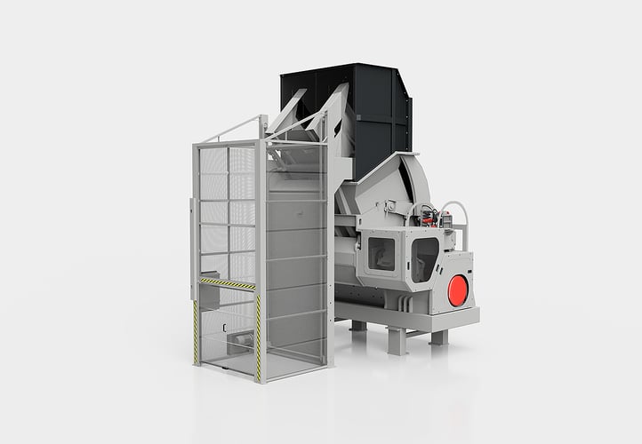 Elevadores y volteadores con descarga frontal en instalación de trituración de aluminio