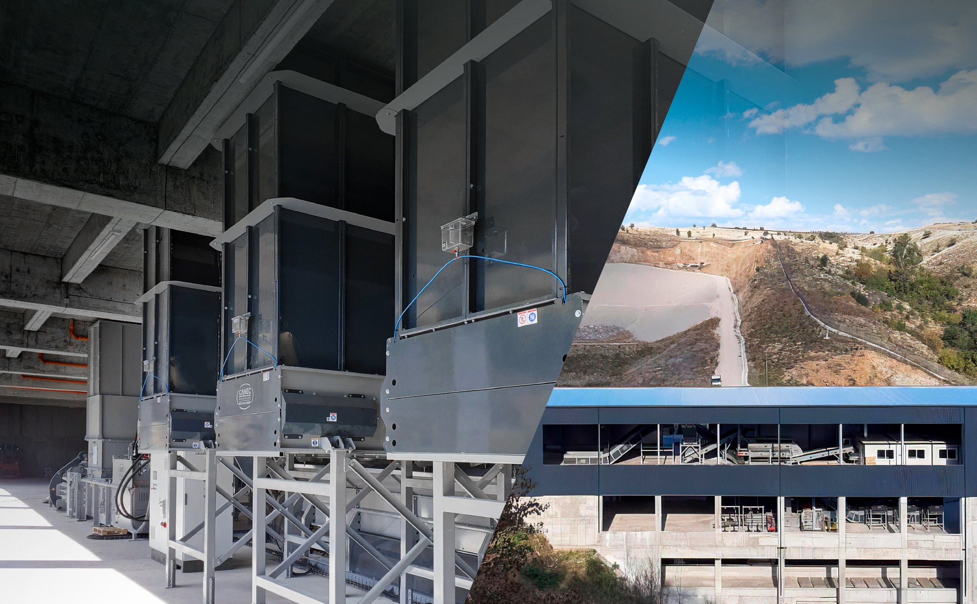 shredding and sorting plant on two levels